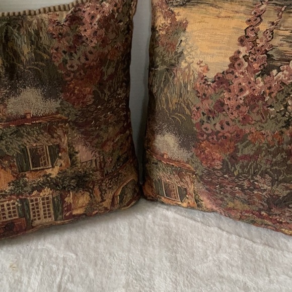 Brown and Cream Accent Pillows with Textured Design pair - Picture 1 of 5